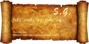 Sárvári Géza névjegykártya