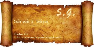 Sárvári Géza névjegykártya